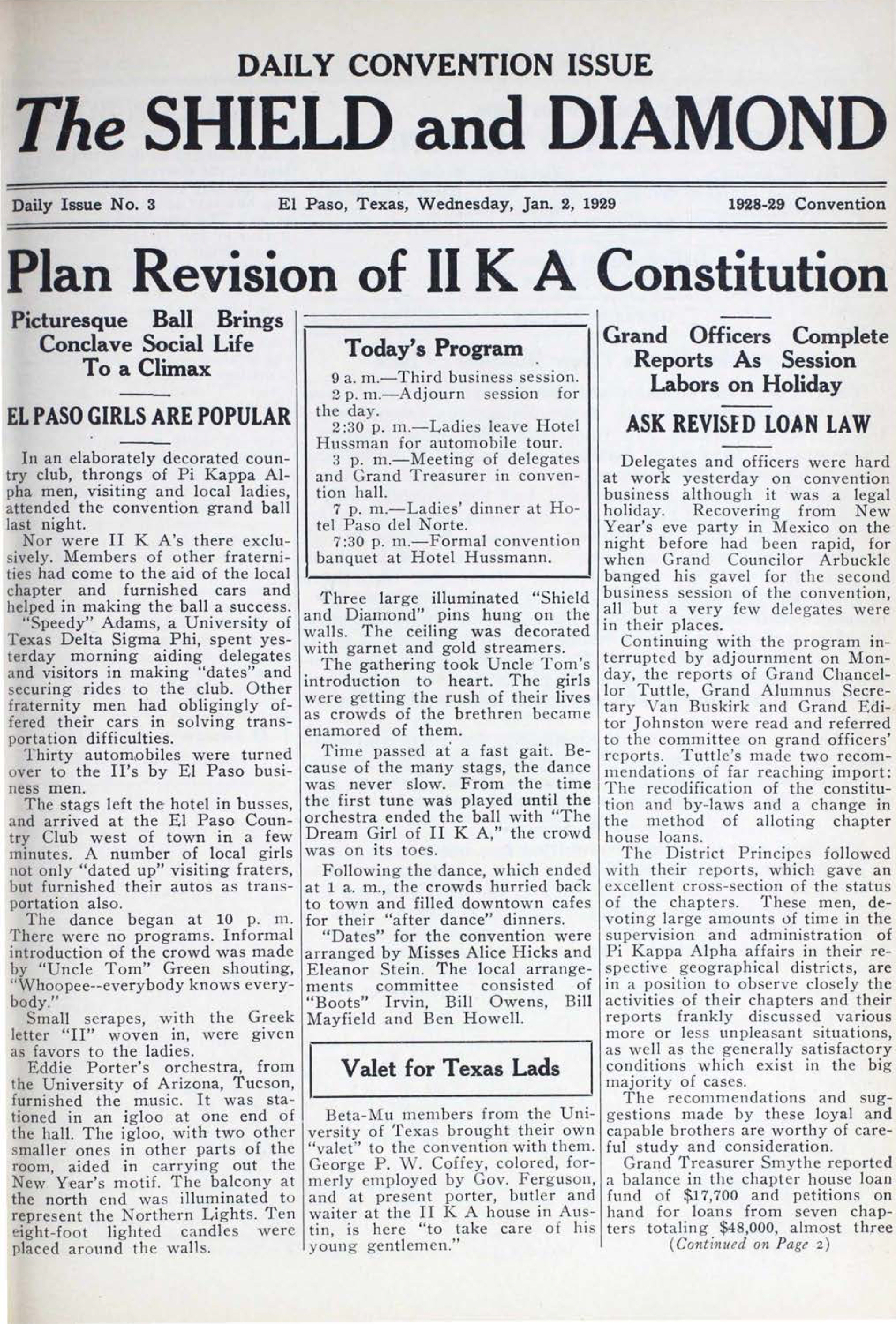 Daily 1928 Convention Issue, No. 3, January 2, 1929